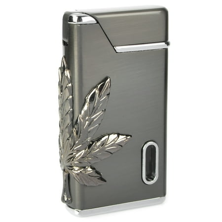 Windproof Butane Jet Lighter - Maple Leaf Electroplating Refillable Butane Jet Windproof Cigarette Lighter
