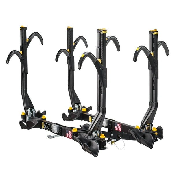 Saris Bike Rack 4026F SuperClamp EX 2 Inch Receiver Hitch Mount Holds 4 Bikes Up To 190 Pound Weight Capacity Bike Tire Clamp With Lock Foldable Black Steel Walmart