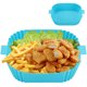 thumbnail image 2 of 1/2 piezas de olla de silicona para freidora de aire con asa, forro de freidora de aire reutilizable resistente al calor, olla de silicona para freidora de aire, bandeja cuadrada con 2 cepillos, verdu, 2 of 10