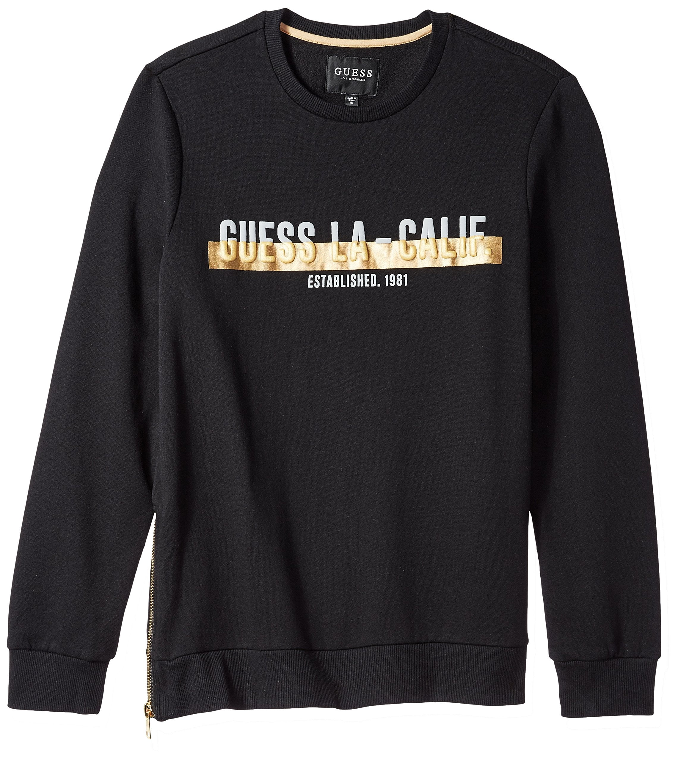 Guess Mens Metallic LogoPrint Crewneck Sweater
