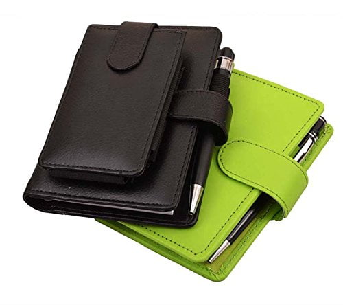 PrintValue Planner with Mobile Holder and Calculator, with Pen and Multiple Pockets (Black and Mini Green)