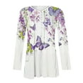 thumbnail image 5 of Htigea Womens Flower Print Tshirts Trendy V Neck Long Sleeve Top Casual Tunic Shirt Plus Size Fall Tees Multicolor S, 5 of 5