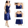 thumbnail image 3 of Deago Women's Satin Nightgown Sleeveless Long Slip Sleep Dress Silk V Neck Nightgowns Sleepwear (Blue, S), 3 of 6