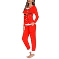 thumbnail image 2 of Renewold 2 Pieces Xmas Elf Pajamas for Women Soft Long Sleeve Yoga Walking Sweatsuit Set Size M Skin Friendly Crew Neck Red Clothing Loungewear for Christmas Day Gifts, 2 of 4