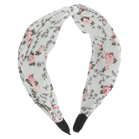 Unique Bargains 1 Pc Wide Tie Floral Headbands for Women White