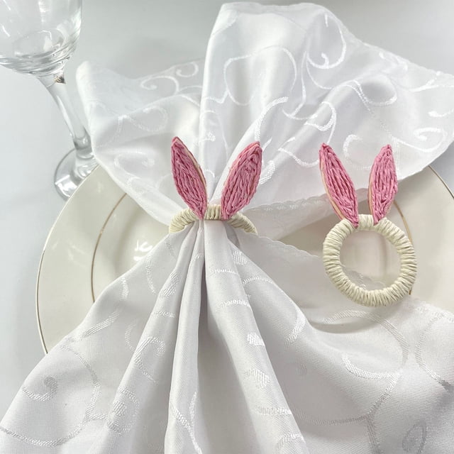 Servilletero De Madera Servilletero con forma de conejito de Pascua, decoración festiva para cenas de primavera y Pascua, bonito servilletero con temática de conejito (rosa) NCHKUN