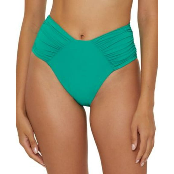 Becca Womens Ruched High-Waist Biki Black M