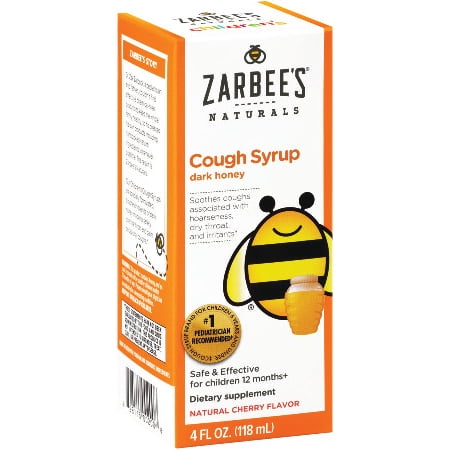 Zarbee's Naturals Children's Cough Syrup with Dark Honey, Natural Cherry Flavor , 4 Fl. Ounces (1 Box)