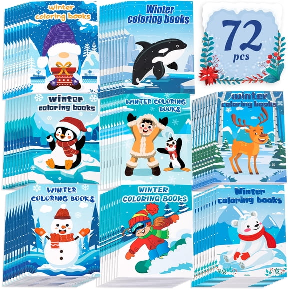 Libros para colorear de invierno 90shine, 72 unidades, regalos de fiesta a granel, 12,5 x 17 cm