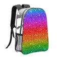 thumbnail image 3 of Rocae Rainbow Glitter for 16inch Clear Backpack Transparent School Backpack for Women Men, Capacity Clear Bag for College, Travel, 3 of 7