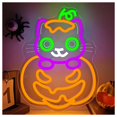 thumbnail image 1 of Letrero De Neón LED Con Forma De Gato Y Calabaza, Regulable, Ideal Para Dormitorio, Sala De Juegos, Espacio De Ocio O Fiesta. Lámpara USB 37.8cmx29.5cm, 1 of 7