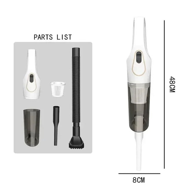 Aspirateur Portatif 2-en-1 à Main pour Planchers, Tapis, Poils d'Animaux, Chargeur USB