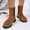 Brown, variant on Womens Mid-Calf Suede Boots, Round Toe Pull-On Thicken Heels Fall Winter Warm Boots Blue US9