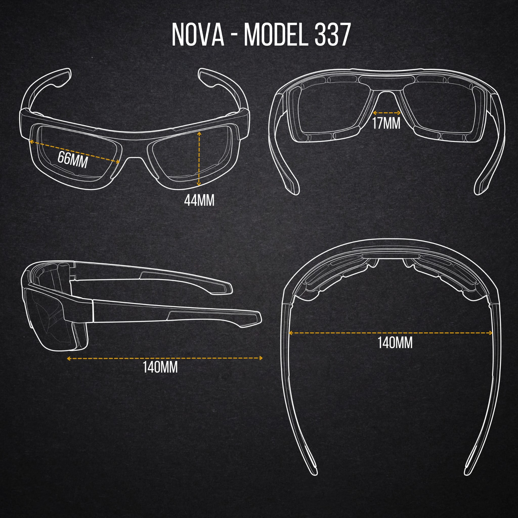 WYND Blocker Nova Wind Resistant Motorcycle Riding Sunglasses Dry Eye Glasses (M337 - Black, Silver Mirror)
