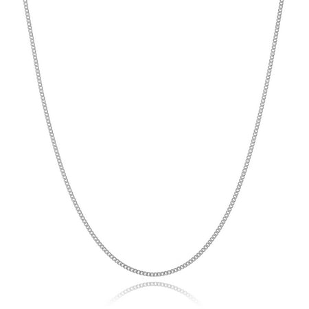 Ariana Lucci 14K White Gold Filled 1.5mm Thin Italian Curb Chain Necklace, Non Tarnish Cuban Link Chain, Compatible with Pendants and Charms, Genuine 1/20 14K Gold Filled Made in Italy, 18"