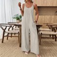 thumbnail image 6 of JULMCOMO Jumpsuits for Women Scoop Neck Adjustable Strap Loose Fit Overalls Sleeveless Wide Leg Casual Summer Jumpsuits with Pockets White L, 6 of 7
