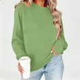 thumbnail image 2 of Jsaierl Womens Sweatshirts Cute Solid Color Round Neck Sweatshirt Oversized Loose Fit Pullover Cotton Jogging Long Sleeve Shirts with Thumbhole, 2 of 7