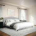 thumbnail image 5 of Martha Stewart Amelia King Upholstered Platform Bed with Curved Headboard and Cushioned Siderails, Wood Slat Foundation with No Box Spring Needed, Gray, 5 of 11