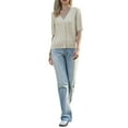 thumbnail image 2 of INSPIRE CHIC Crochet Cardigan for Women's Short Sleeve Open Front Cropped Hollow Out Summer Shrug for Dresss L Beige, 2 of 6