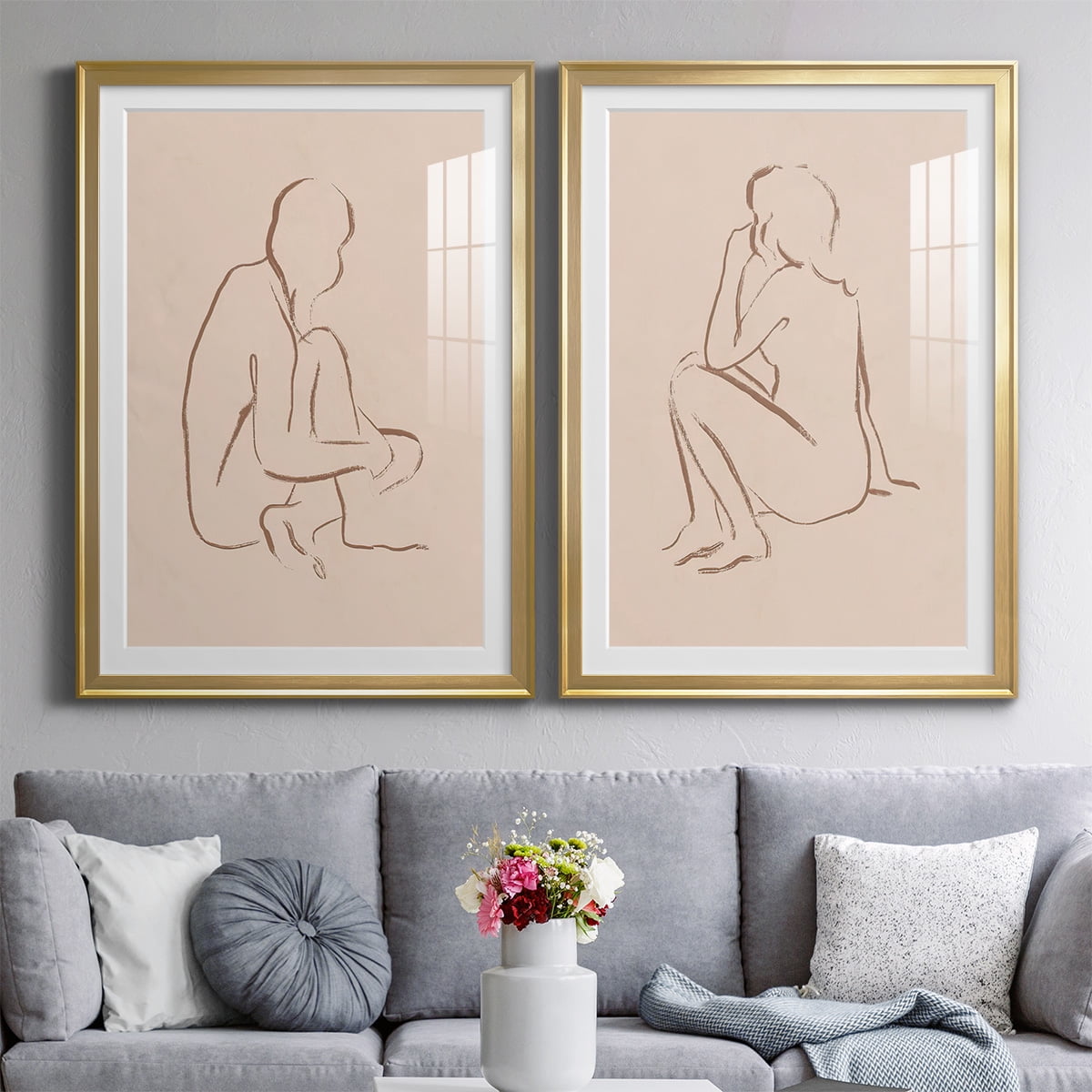 Wexford Home Sketched Pose I Premium Framed Print, 26.5" x 36.5" - Ready to Hang, Gold (Set of 2)