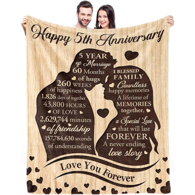 LHSHID 1st Anniversary Blanket Gifts for Couple One Year Anniversary Wedding Gifts for Boyfriend Girlfriend 1 Year Anniversary Wedding Gifts for Her Him 60x80in