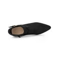 thumbnail image 4 of BLISSFUL STEP Women's Buckle Decor Cross Strap Pointed Toe Block Heel Ankle Boots Black 7, 4 of 8