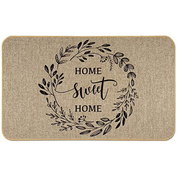 CounterArt "Home Sweet Home" Natural Linen Look Decorative Indoor/Outdoor Floor Mat 29.5" by 17.75"