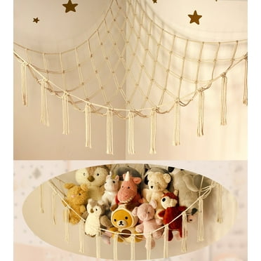 Stuffed Animal Storage Hammock or Net - Toy Hammock Net for Stuffed Animals Corner - Hanging Stuff Animal Organizer Holder Ideas for Plush Plushie Display