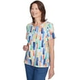 thumbnail image 3 of Alfred Dunner Womens Petite Stained Glass Pleated Crew Neck Top, 3 of 4
