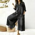 thumbnail image 2 of Chuancc Women's Jumpsuits Elegant Business Casual Button Down V Neck Long Sleeve Strap Straight Long Pants With Pockets Black L, 2 of 7