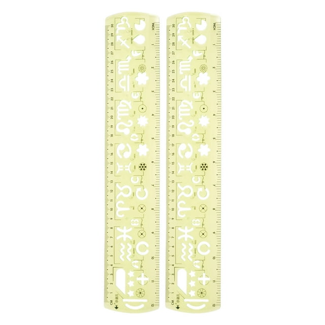 Unique Bargains 2pcs Unbreakable Flexible Rulers 30cm/12' Double Scale Shatterproof Folding Plastic Ruler, Light Green