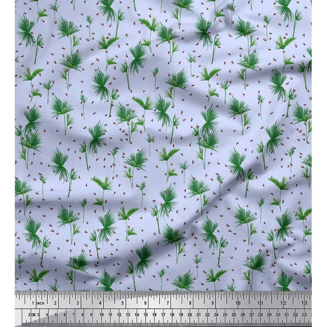 Soimoi Poly Georgette Fabric Leaf Leaves Fabric Prints by Yard 42 Inch Wide