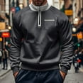 thumbnail image 2 of Yiaimeir Men Quarter Zip Pullover Sweatshirt Long Sleeve Lightweight Stand Collar Casual Athletic Top with Chest Pocket, 2 of 7