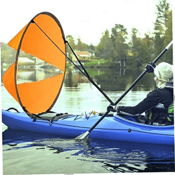 Red Kayak Sail Paddle, Downwind Sail Kit Kayak Downwind Sail Portable Folding Sail