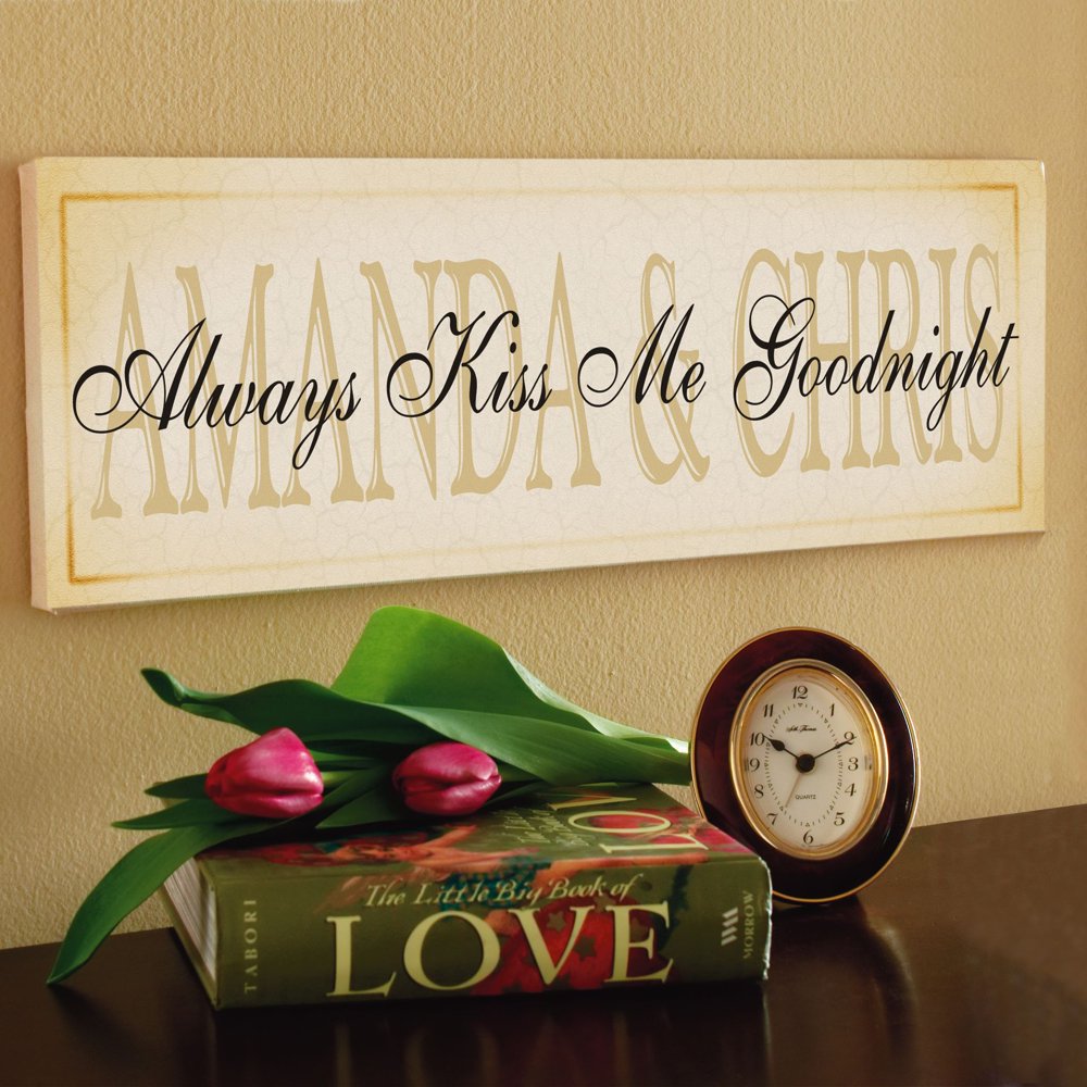 Personalized "Always Kiss Me Goodnight" Canvas Wall Decor, 9" x 27