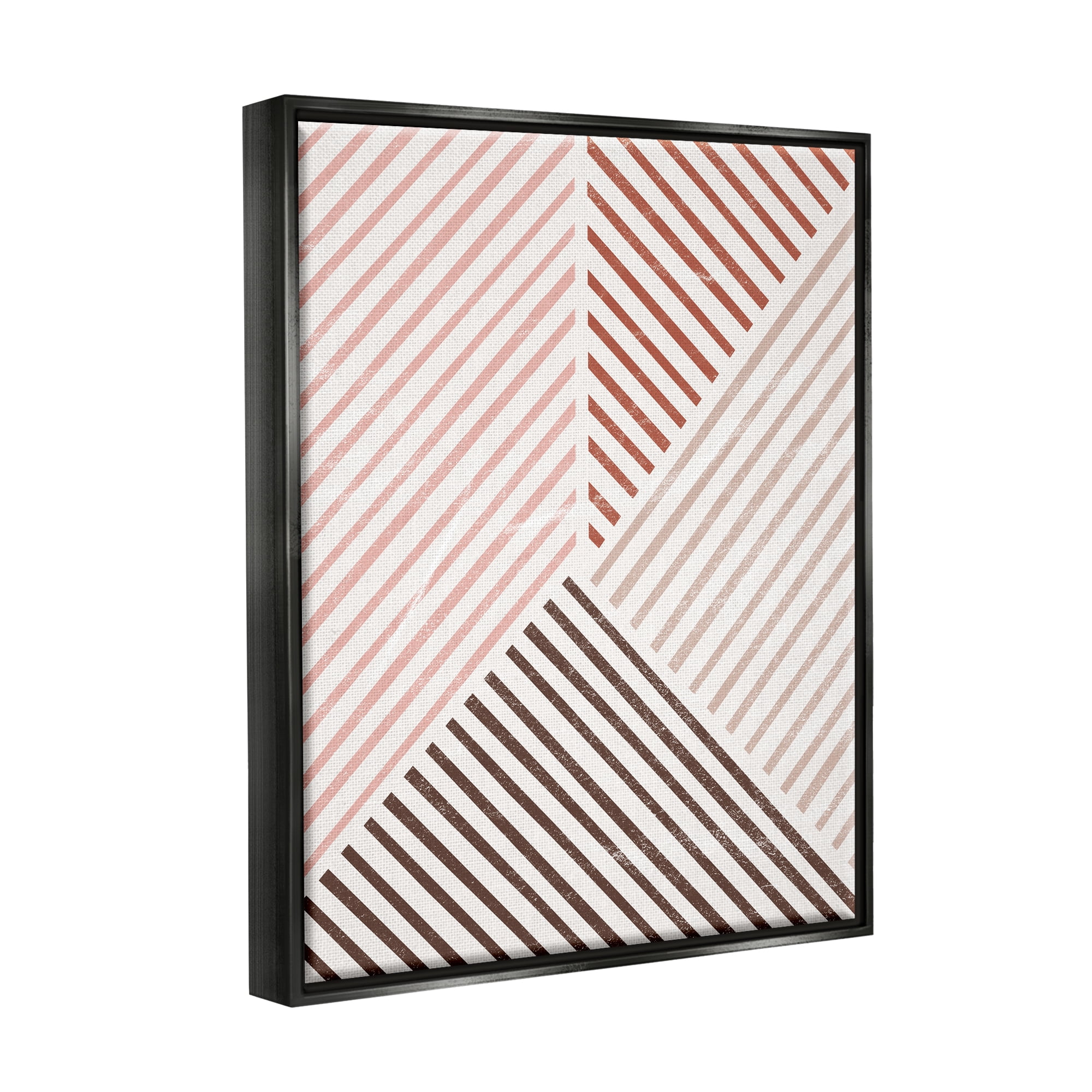Stupell Neutral Tones Asymmetrical Stripes Abstract Painting Black Floater Framed Art Print Wall Art
