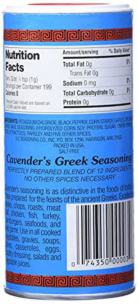  Cavenders All Purpose Greek Seasoning, Salt Free(No MSG), 7oz  : Cavender S Greek Seasoning : Grocery & Gourmet Food