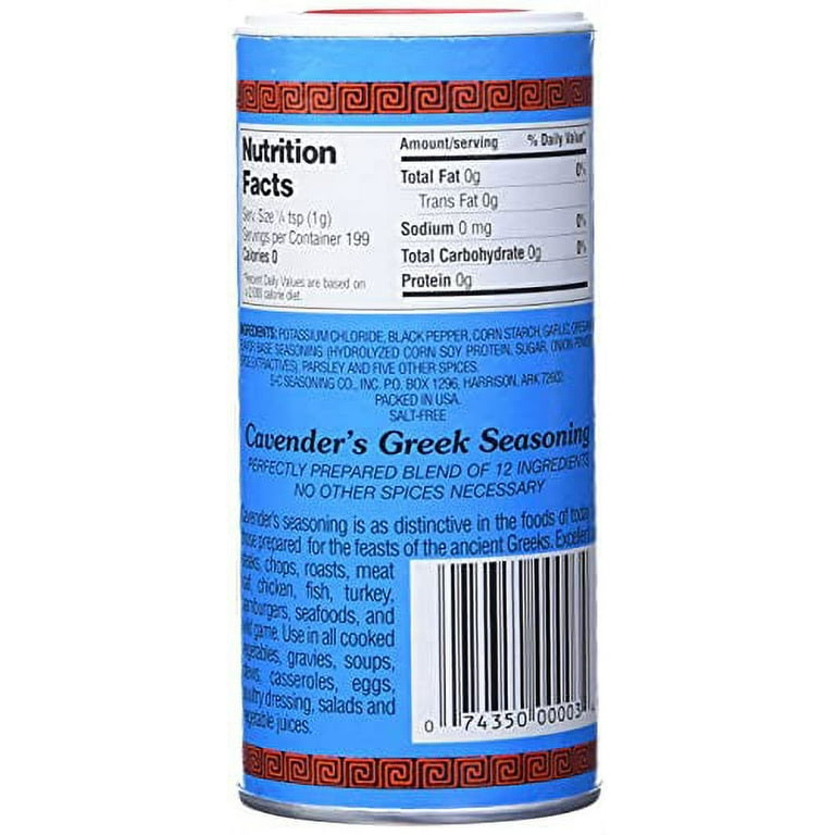  Cavender's All Purpose Greek Seasoning (Salt Free/No MSG) - 7  Ounce (Pack of 3) : Grocery & Gourmet Food