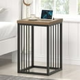 thumbnail image 3 of Side Table, Industrial Bedside End Table for Living Room, Rustic Wood and Metal Nightstand for Bedroom, Oak, 3 of 9