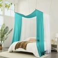 thumbnail image 5 of WARM HOME DESIGNS Set of 2 White & Teal Canopy Bed Curtains in 55 x 360 Inch Size. BE White & Teal 360, 5 of 7