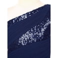thumbnail image 6 of renvena Kids Girl One Shoulder Sequins High Low Junior Bridesmaid Dresses for Wedding Navy Blue 8, 6 of 7