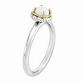 thumbnail image 3 of 14K Two-Tone Gold Ring Band Stackable Yellow Agate White, 3 of 4