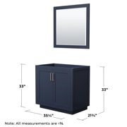 Wyndham Collection Miranda 36 Wood Single Bathroom Vanity in Blue/Nickel Trim