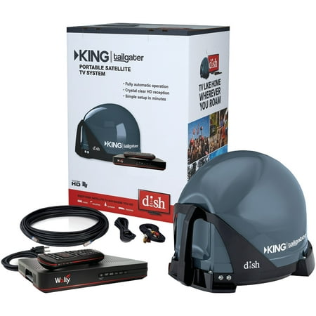 KING VQ4550 Tailgater Bundle - Portable Satellite TV Antenna with DISH Wally HD Receiver for RVs, Trucks, Tailgating, Camping and