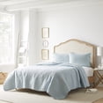 thumbnail image 2 of Laura Ashley Juego de edredón tamaño king, ropa de cama reversible de algodón con fundas a juego, ideal para todas las estaciones y prelavado para mayor suavidad, azul brisa, 2 of 5