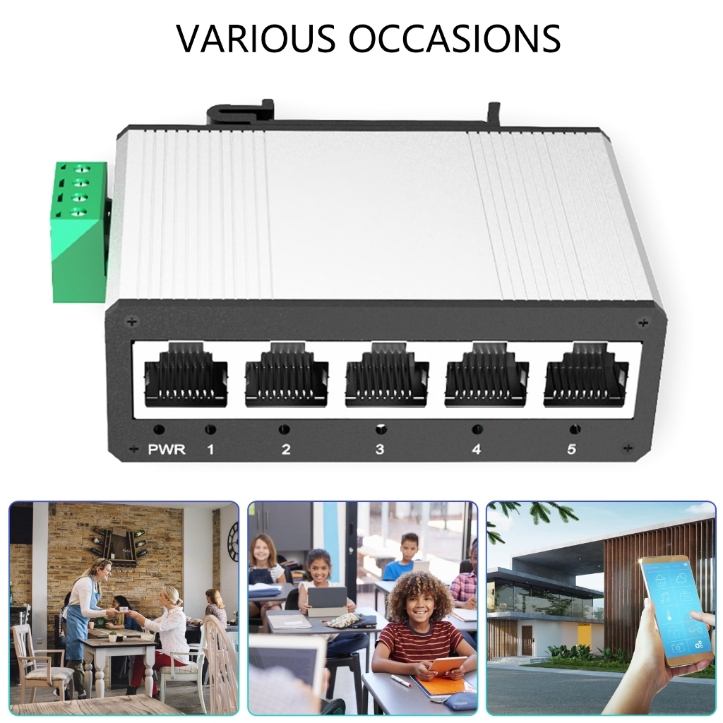 DIN Rail Gigabit Switches 5 Port Aluminum Housing None PoE Industrial Temperature