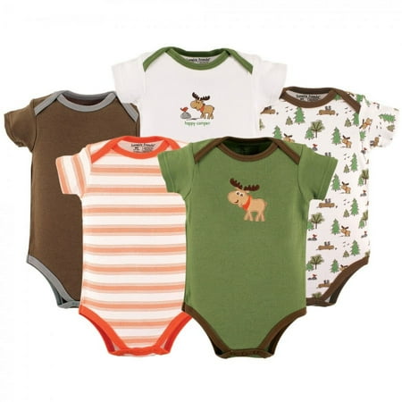 UPC: 0660168304688 | Luvable Friends Baby Boy Cotton Bodysuits 5pk Moose 9-12 Months