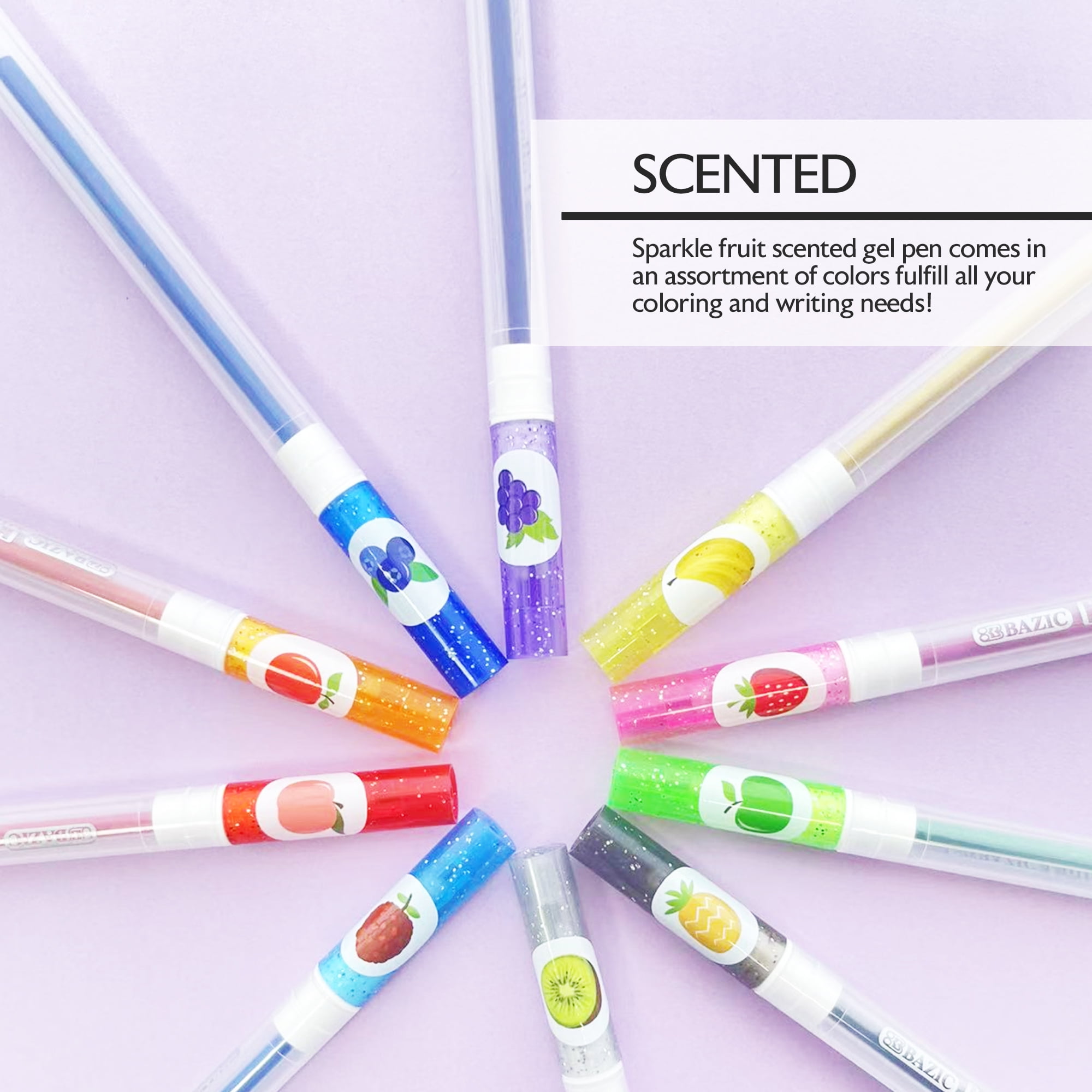 BAZIC Collorelli Scented Glitter Color Gel Pen, Smooth Write (10/Pack), 24-Pack