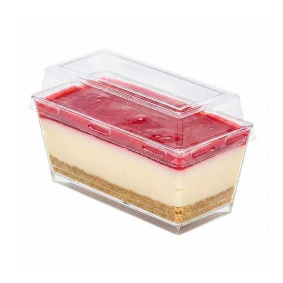 Sweet Vision 5 oz Rectangle Clear Plastic Cake / Dessert Container - with Lid - 4" x 2" x 1 3/4" - 100 count box