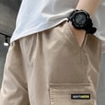 thumbnail image 6 of Zanarzt Boy Shorts Boy's Cargo Shorts Kids Athletic Basketball Bermuda High Waist Sweat Shorts with Pockets 15-16 Years,Khaki, 6 of 7